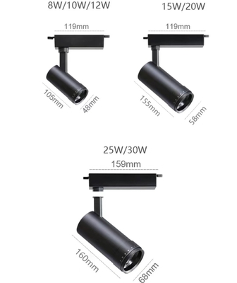 COB LED Focal Light Track Light με ενσωματωμένο περίβλημα από αλουμίνιο και αντικειμενικό φακό