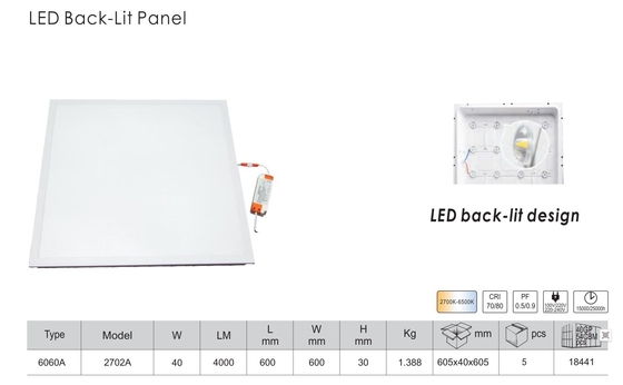 Ανταγωνιστικό κόστος 40W 60*60 τετραγωνικό πλαίσιο LED για γραφεία / κτίρια