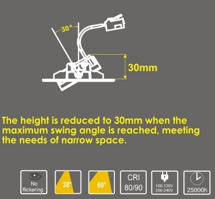 Σύγχρονο σχεδιασμό 3W 7W 9W Led Mini Super Slim Downlight με ενσωματωμένο οδηγό και χωρίς θολωτή