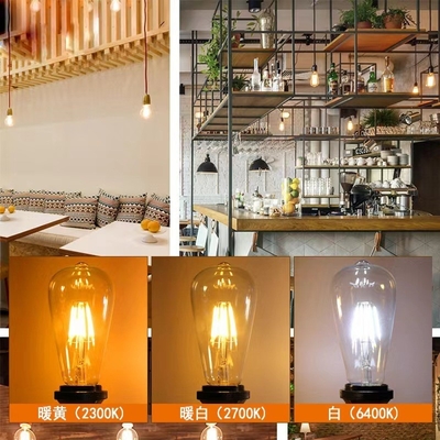 Εφαρμογές φωτισμού κατοικιών ST64 E26 7W 800LM Dim LED Filament Bulb 3000K 120V/60Hz