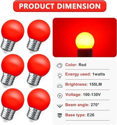 LED G45 Globe Χριστουγεννιάτικα φώτα 1W Χρωματιστή Νύχτα Μίνι Edison E26 15W ισοδύναμο κόκκινο λαμπτήρα