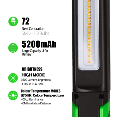 Επαναφορτώσιμο μαγνητικό φως ελέγχου LED 1000lm για επείγουσα συντήρηση