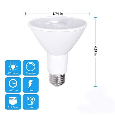 12W 100W Αμβλύσιμο Αδιάβροχο E26 3000K Ζεστό Λευκό LED Φωτήρα Πλημμύρας PAR30 Διαχειριστής κουμπιών