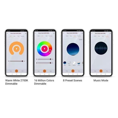 Ασύρματο TUYA APP Control Indoor Smart LED Bulb Light Dimming RGB Πηγή CRI Ra 80-90