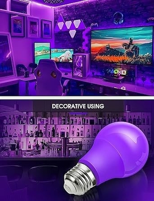 15000 ώρες εργασίας Ζωή Πορφυρή λάμπα LED A19 9W για διακόσμηση σπιτιού και πάρτι