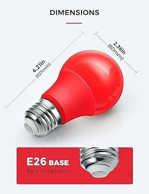 Ε26 Κόκκινη λάμπα LED A19 9W για την Ημέρα του Αγίου Βαλεντίνου Διακόσμηση εσωτερικής βεράντας για το Χριστούγεννα