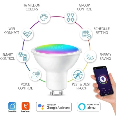 Επικεφαλής τηλεχειρισμού Smart WiFi GU10/MR16 Spot Bulb με Google Alexa και υποστήριξη θολωτικής λειτουργίας