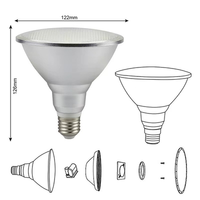 15000 ώρες χρόνου εργασίας 15W PAR38 36D E27 220V LED προβολέας για λύσεις φωτισμού